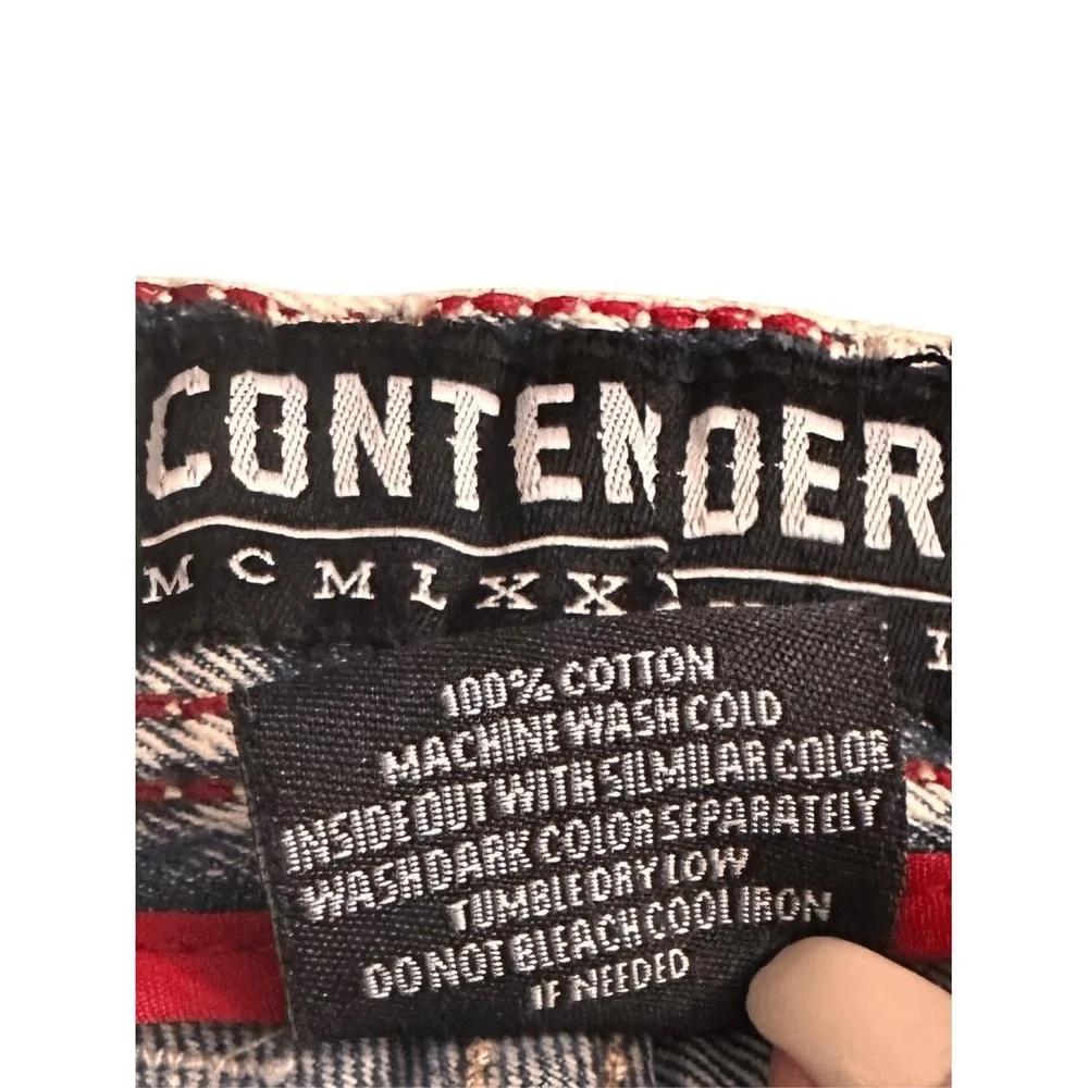 Contender Jeans Mens Blue Acid Wash Distressed Frayed Stacked‎ Streetwear Grunge